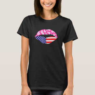 American Flagga Cute Rosa Cow Skriv ut 4:e juli T Shirt