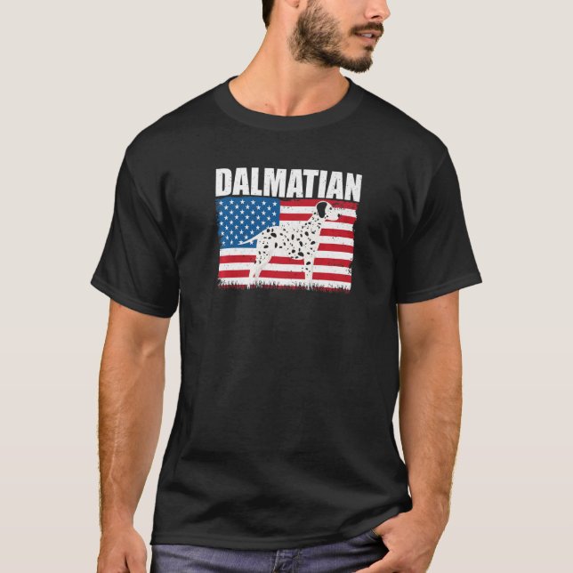 American Flagga Dalmatian Premium T Shirt (Framsida)