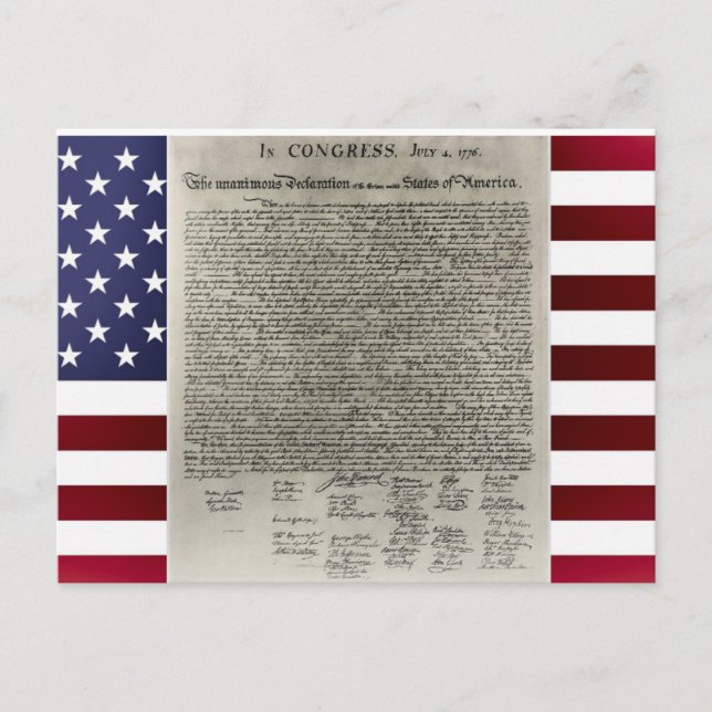 American Flagga Declaration Independence Postcard Helg Vykort (Framsida)