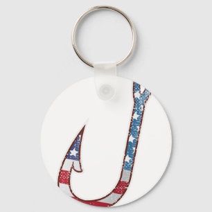 American Flagga Design Fish Krok, 4 juli Fisher Nyckelring