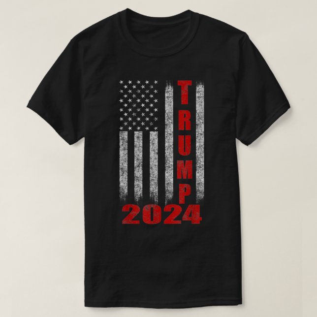 American Flagga Design Trump 2024 T Shirt (Design framsida)