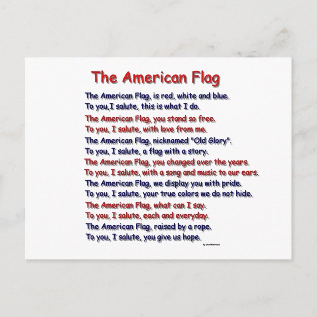 American Flagga Dikt vykort (Framsida)