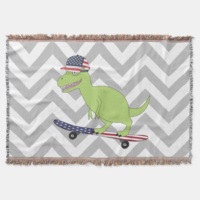 American Flagga Dinosaur Skateboarding Filt (Framsidan)