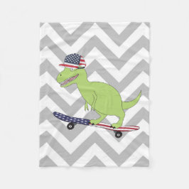 American Flagga Dinosaur Skateboarding Fleecefilt