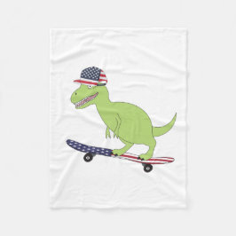 American Flagga Dinosaur Skateboarding Fleecefilt