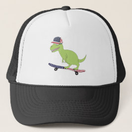 American Flagga Dinosaur Skateboarding Keps
