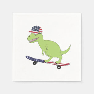 American Flagga Dinosaur Skateboarding Pappersservett