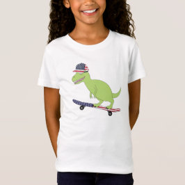American Flagga Dinosaur Skateboarding T Shirt