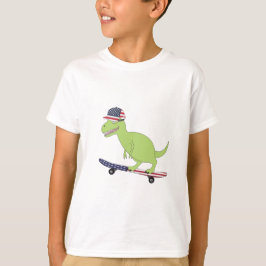 American Flagga Dinosaur Skateboarding T Shirt