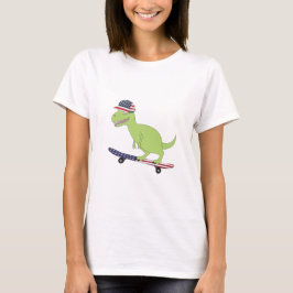 American Flagga Dinosaur Skateboarding T Shirt