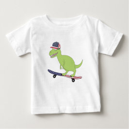 American Flagga Dinosaur Skateboarding T Shirt