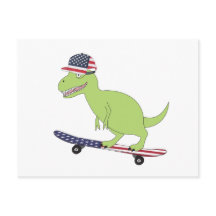 American Flagga Dinosaur Skateboarding