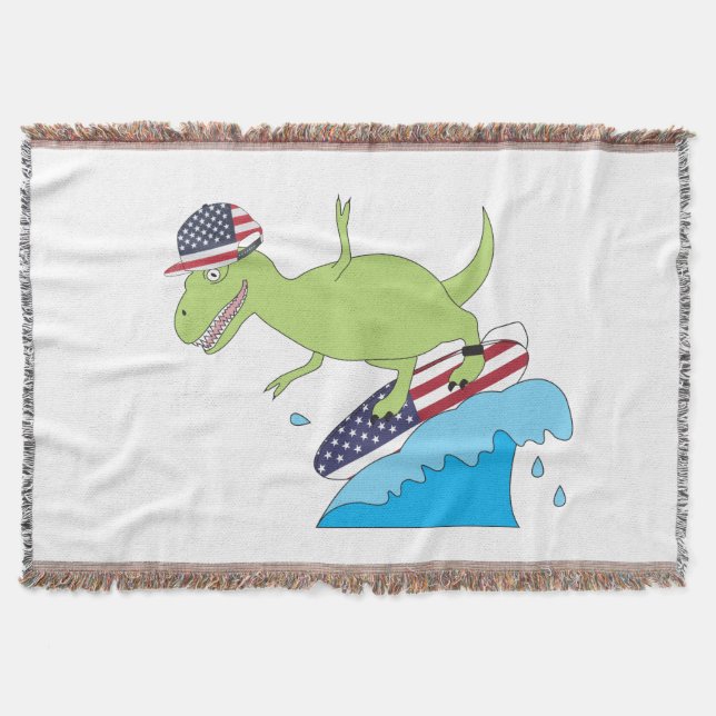 American Flagga Dinosaur Surfing Filt (Framsidan)