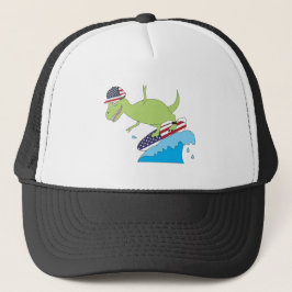 American Flagga Dinosaur Surfing Keps
