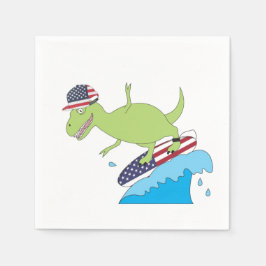 American Flagga Dinosaur Surfing Pappersservett