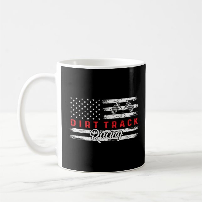 American Flagga Dirt Track Tävla Car Bike Driver D Kaffemugg (Vänster)