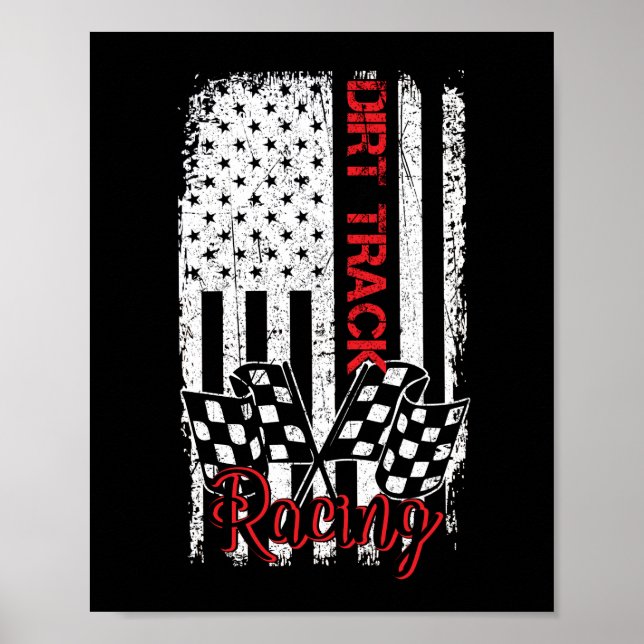 American Flagga Dirt Track Tävla Car Bike Driver Poster (Framsidan)