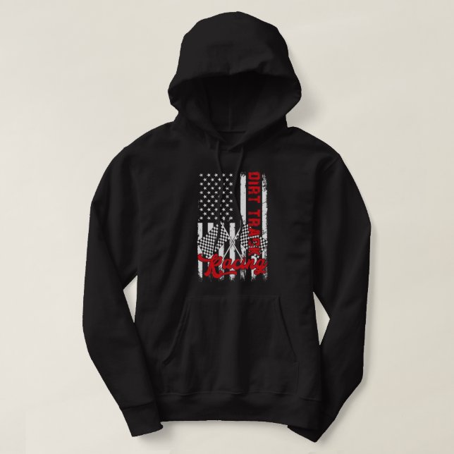 American Flagga Dirt Track Tävla Car Bike Driver R Hoodie (Design framsida)