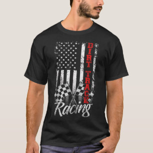 American Flagga Dirt Track Tävla Car Bike Driver R T Shirt