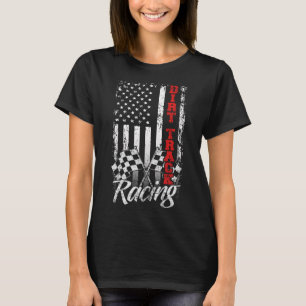 American Flagga Dirt Track Tävla Car Bike Driver R T Shirt