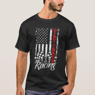American Flagga Dirt Track Tävla Car Bike Driver R T Shirt