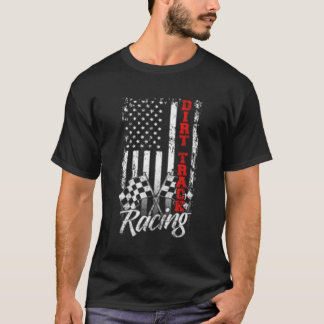 American Flagga Dirt Track Tävla Car Bike Driver R T Shirt