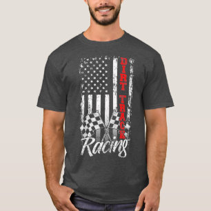 American Flagga Dirt Track Tävla Car Bike Driver T Shirt