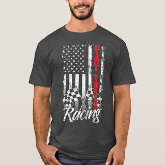 American Flagga Dirt Track Tävla Car Bike Driver T Shirt
