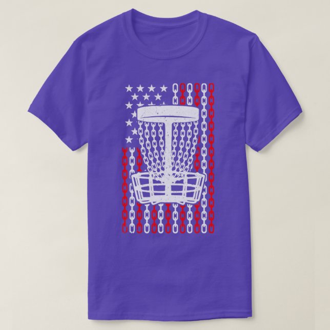 American Flagga Disk Golf Player Funny USA Basket  T Shirt (Design framsida)