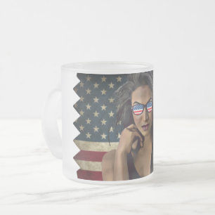 American Flagga Distress Frostad Glasmugg