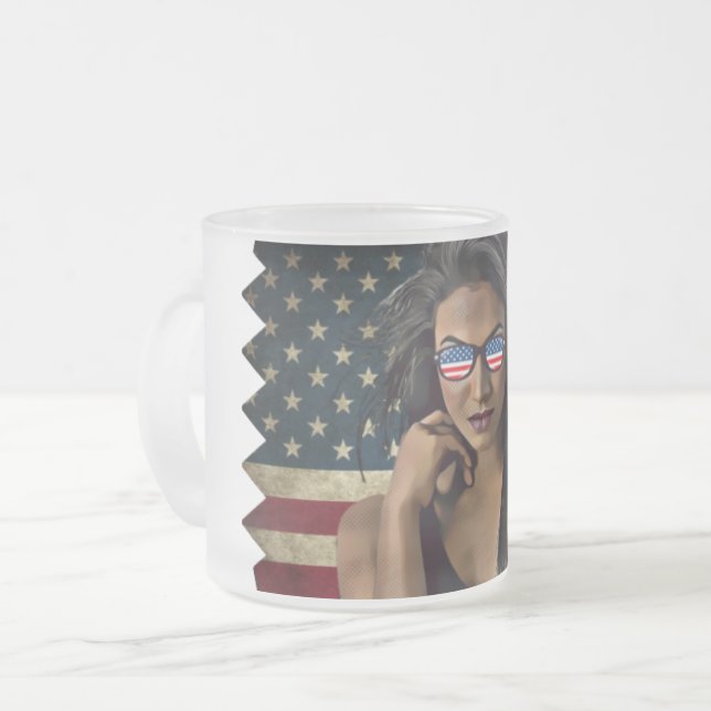 American Flagga Distress Frostad Glasmugg (Framsida vänster)