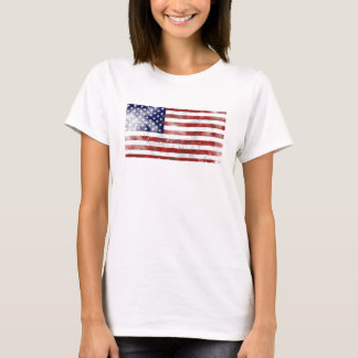 American Flagga Distress och Fästning T Shirt
