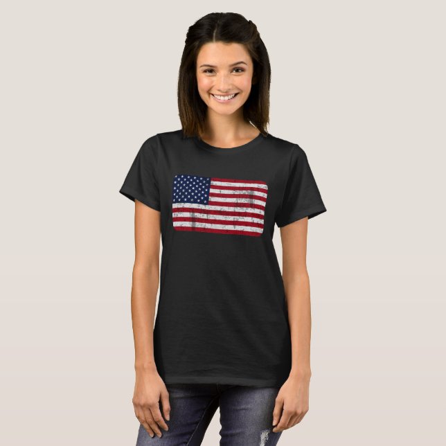 American Flagga Distress T Shirt (Hel framsida)