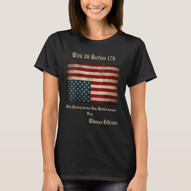 American Flagga Distress Upside Down Thomas Jeffer T Shirt (Framsida)