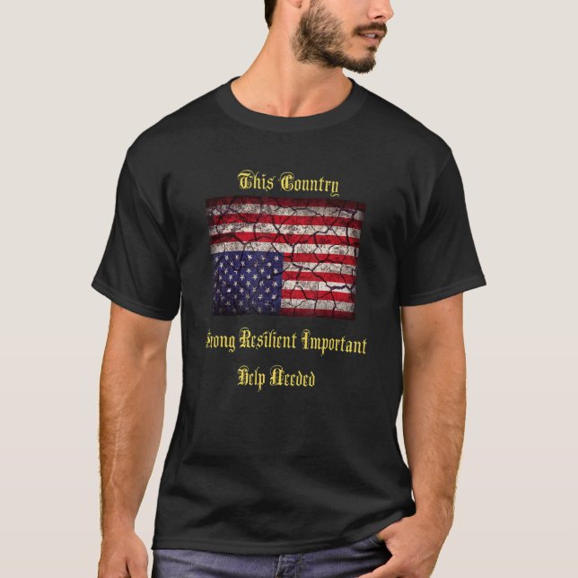 American Flagga Distress Upside Up Down Patriot Pa T Shirt (Framsida)