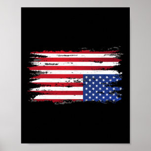 American Flagga Distress Upside Up Down Patriotic Poster