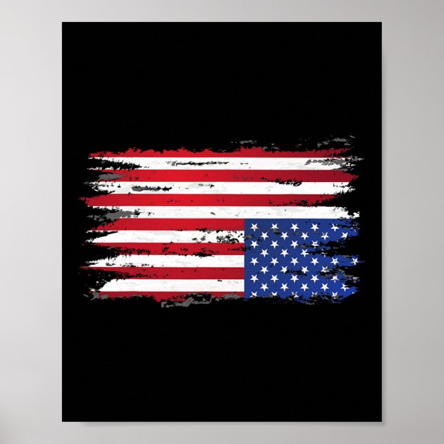 American Flagga Distress Upside Up Down Patriotic  Poster (Framsidan)