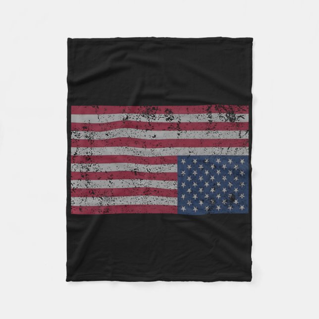 American Flagga Distress Upside Up Down United Sta Fleecefilt (Framsidan)