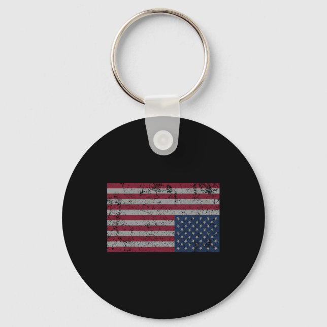 American Flagga Distress Upside Up Down United Sta Nyckelring (Framsida)