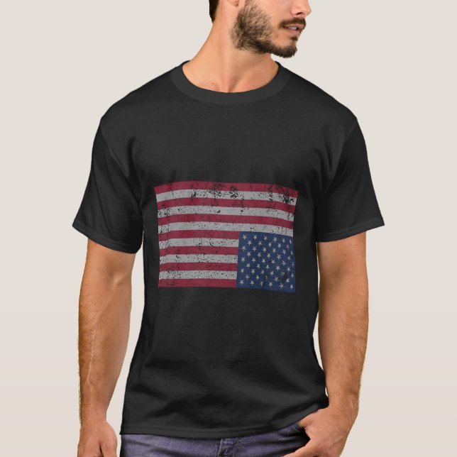 American Flagga Distress Upside Up Down United Sta T Shirt (Framsida)