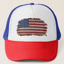 AMERICAN FLAGGA DISTRESSED PATRIOTIC GIFT-Shirt Keps