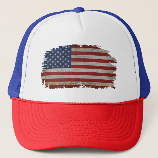 AMERICAN FLAGGA DISTRESSED PATRIOTIC GIFT-Shirt Keps (Framsida)