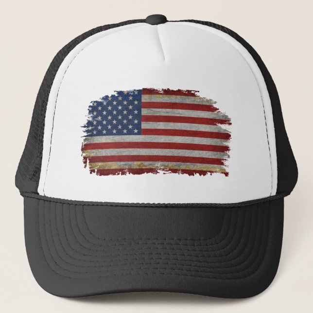AMERICAN FLAGGA DISTRESSED PATRIOTIC GIFT-Shirt Tr Keps (Framsida)