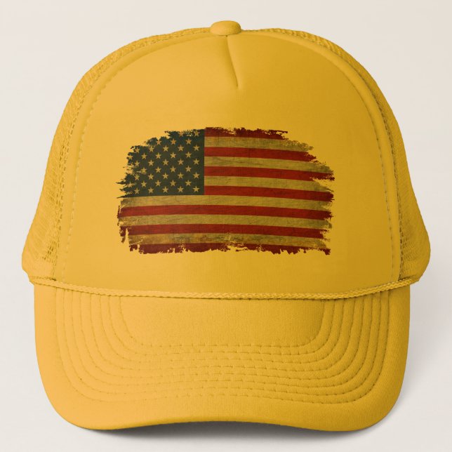 AMERICAN FLAGGA DISTRESSED PATRIOTIC GIFT-Shirt Tr Keps (Framsida)