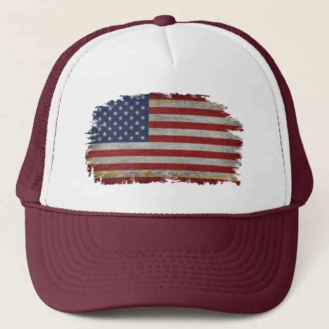 AMERICAN FLAGGA DISTRESSED PATRIOTIC GIFT-Shirt Tr Keps (Framsida)