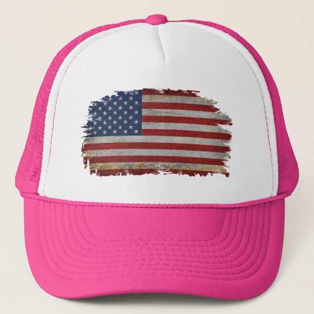 AMERICAN FLAGGA DISTRESSED PATRIOTIC GIFT-Shirt Tr Keps (Framsida)