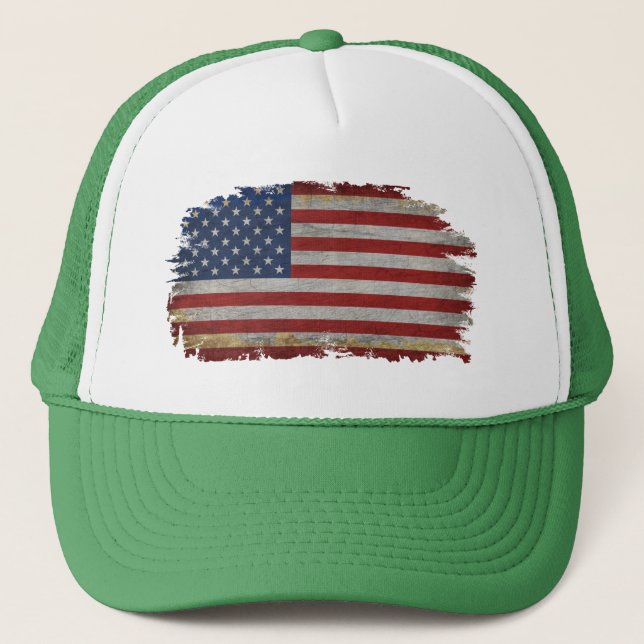 AMERICAN FLAGGA DISTRESSED PATRIOTIC GIFT-Shirt Tr Keps (Framsida)