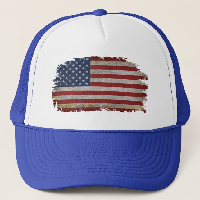 AMERICAN FLAGGA DISTRESSED PATRIOTIC GIFT-Shirt Tr Keps (Framsida)