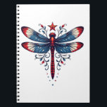 American Flagga Dragonfly Patriotic 4:e juli Red Anteckningsbok<br><div class="desc">Amerikanska Flagga Dragonfly Patriotic 4:e juli Rött vitt blått</div>