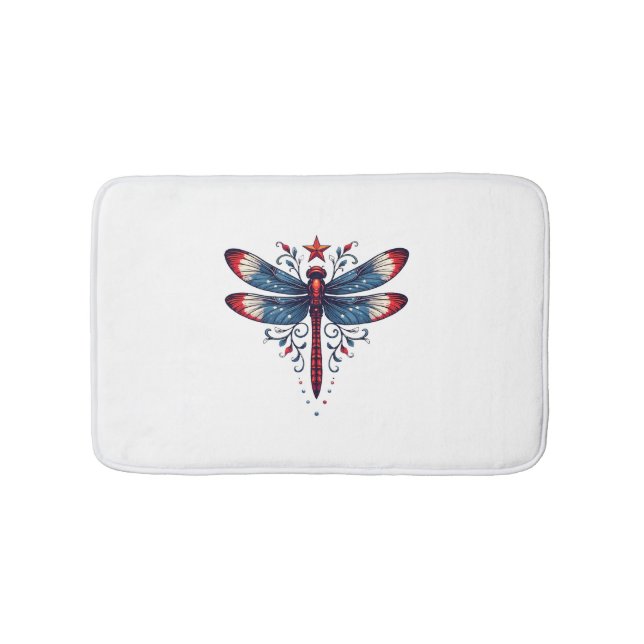 American Flagga Dragonfly Patriotic 4:e juli Red Badrumsmatta (Framsidan)